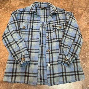 Forever 21. Blue and green plaid coat
